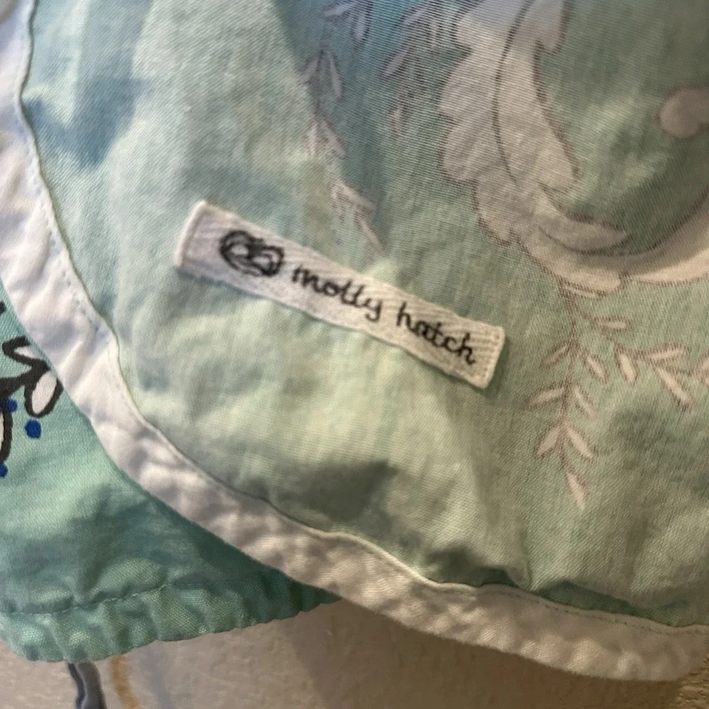 Anthropologie Molly Hatch Apron Make it Happen Blue Shower Hostess Mom 27x32